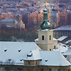 Prague Church of Our Lady Victorious covered by snow